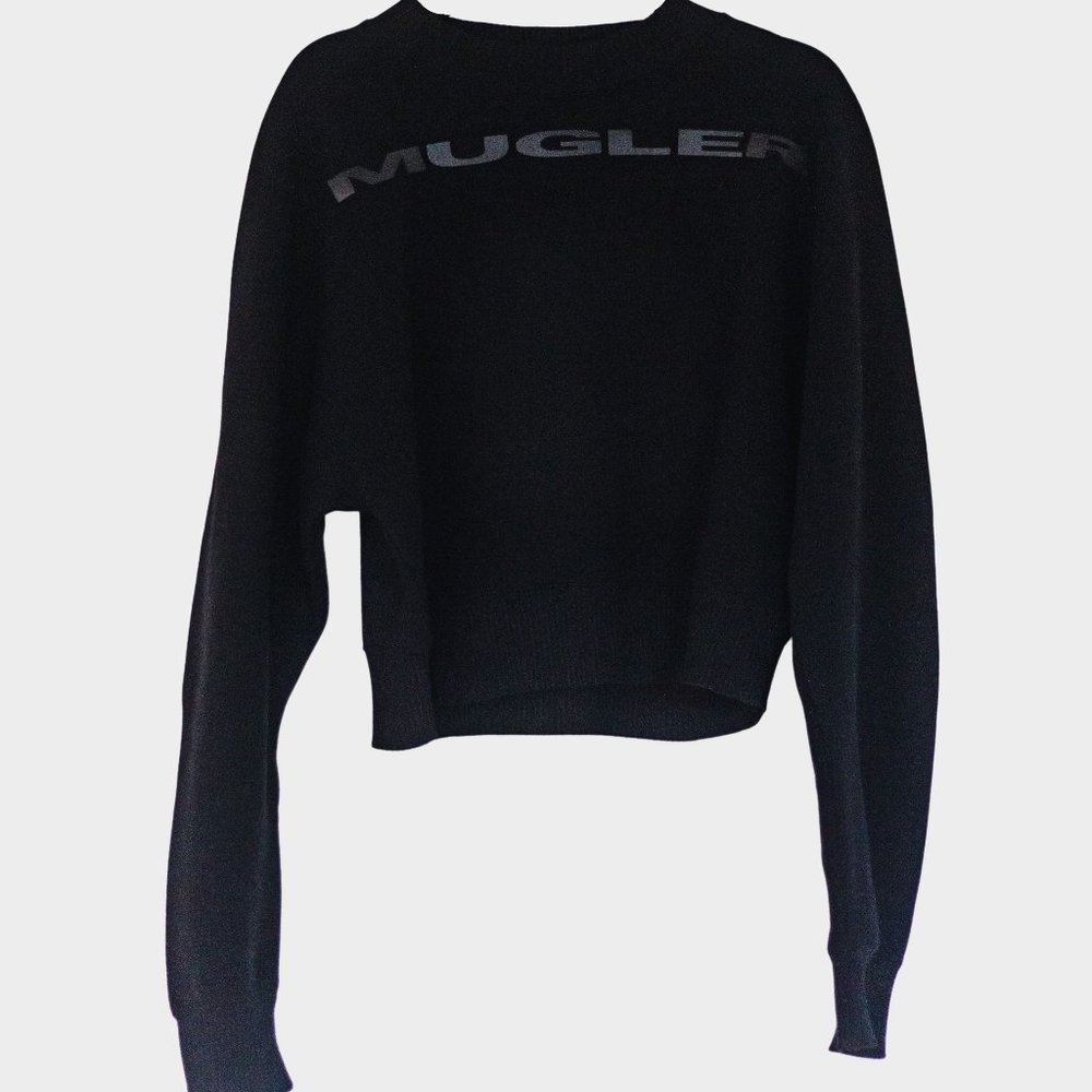 Mugler x SSENSE Exclusive Black Logo Cropped Sweatshirt